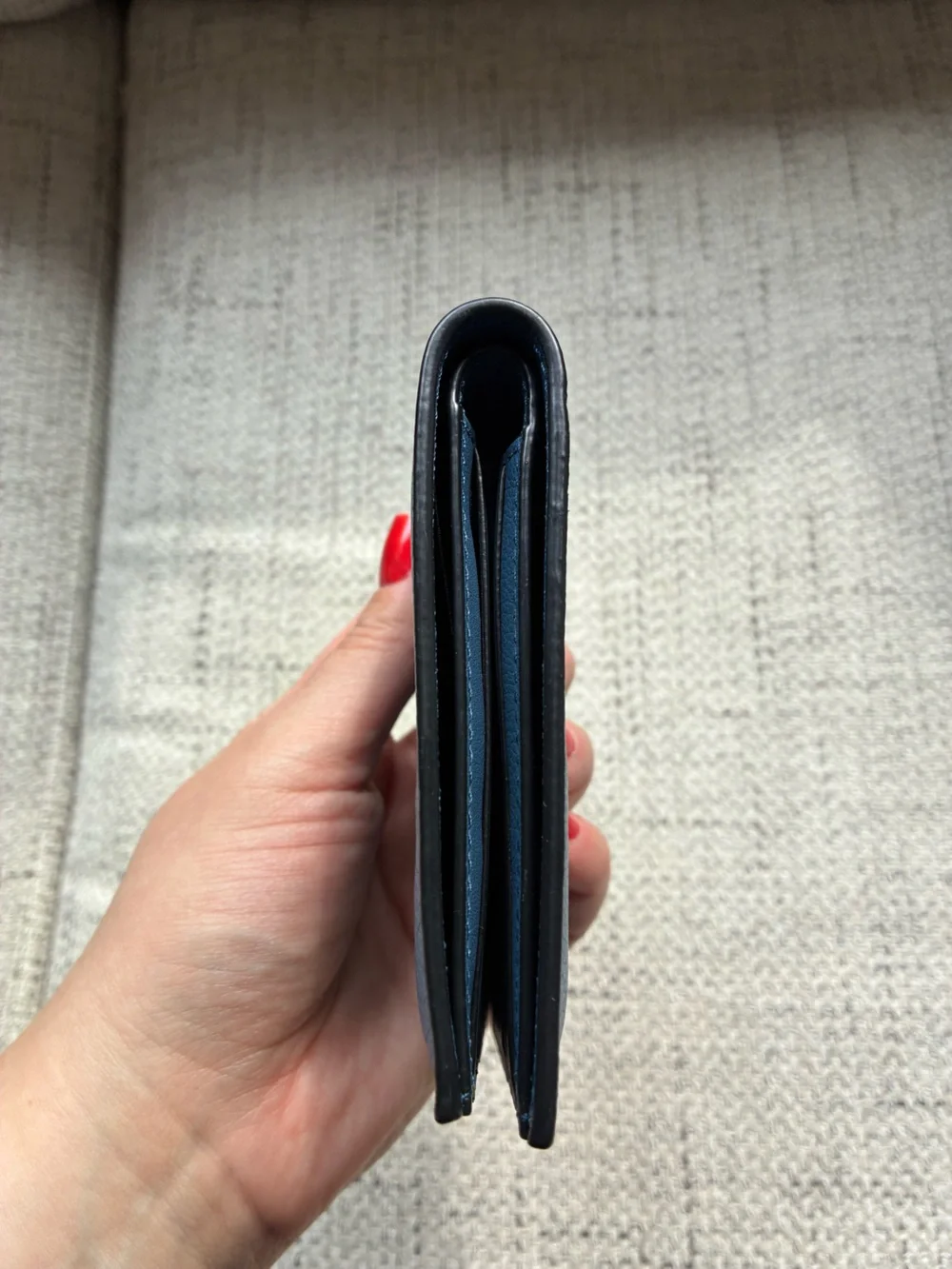 COACH Men's Blue Leather Bi-Fold Wallet